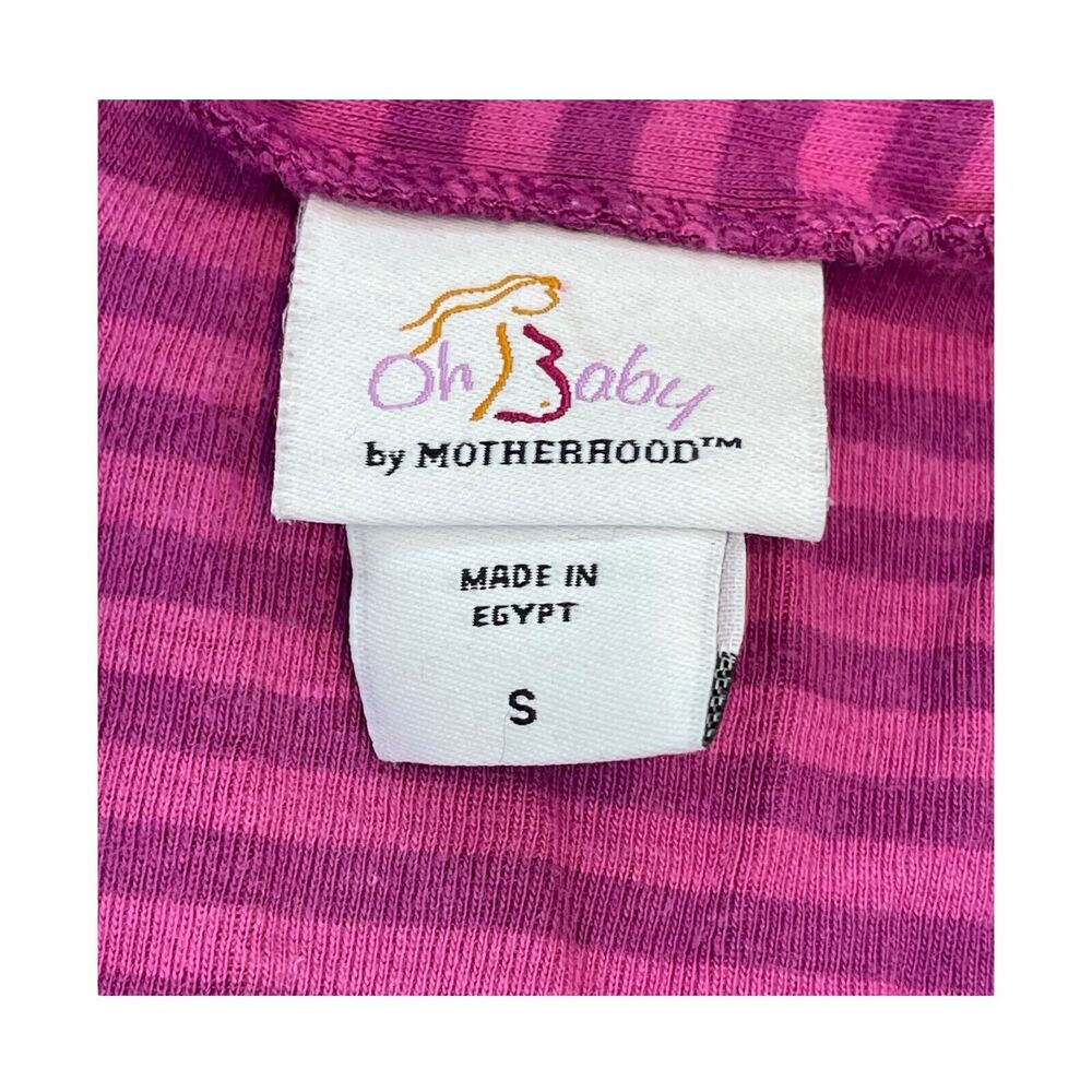 Oh Baby by Motherhood Blouse Top Women Small Pink Striped Surplice Neck Pullover - Picture 3 of 6